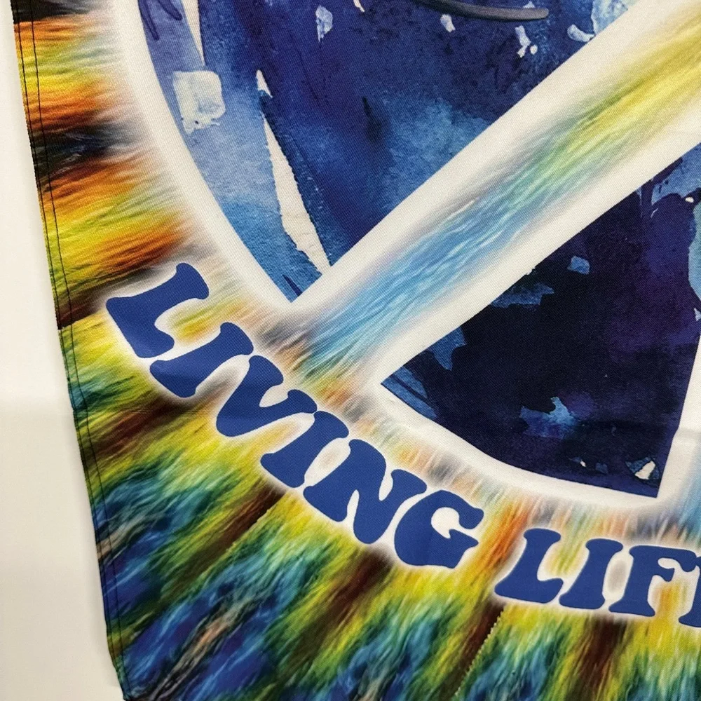 Peace Sign Hippie Flag, Imagine All The People Living Life In Peace Flag
